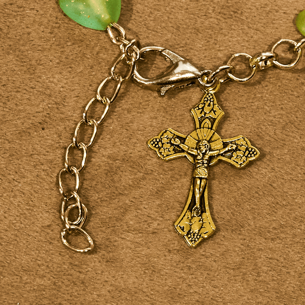 Green Heart & Butterfly Rosary, Bracelet