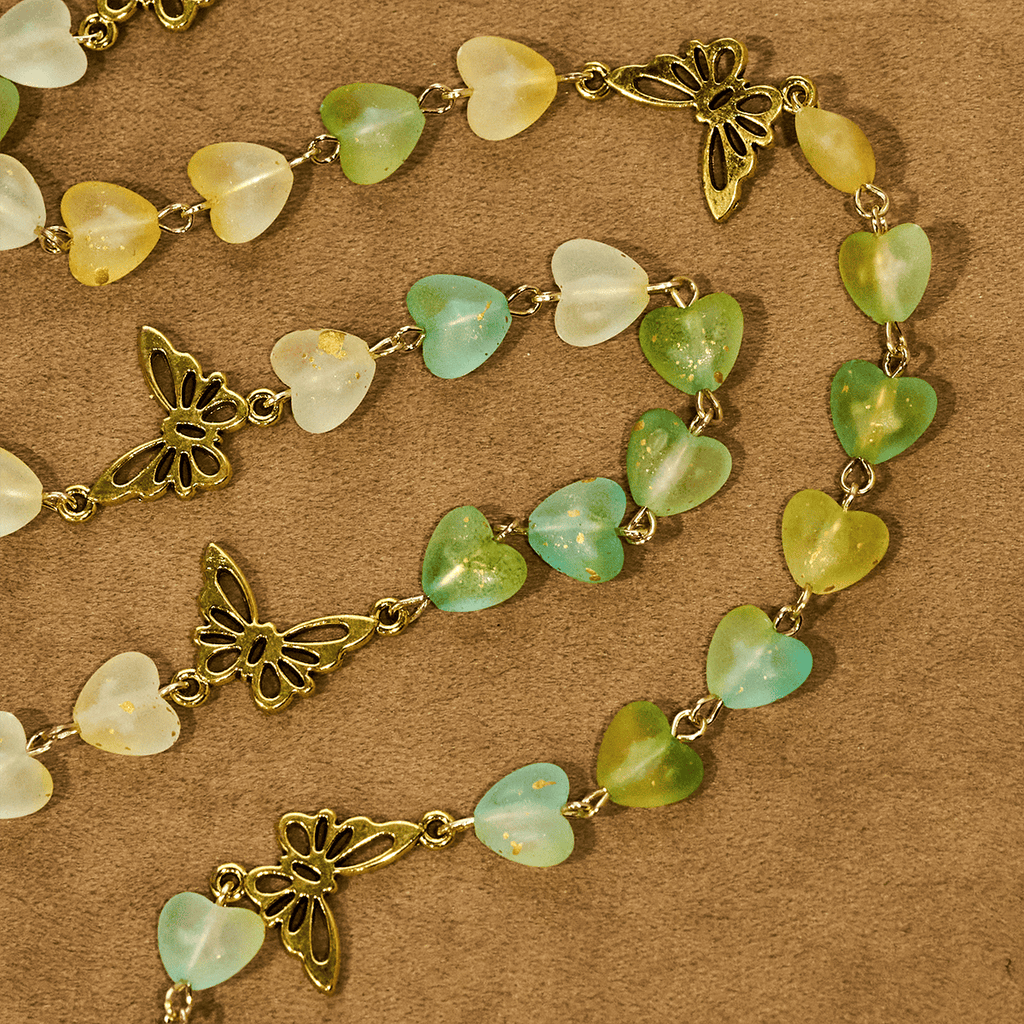 Green Heart & Butterfly Rosary, Bracelet