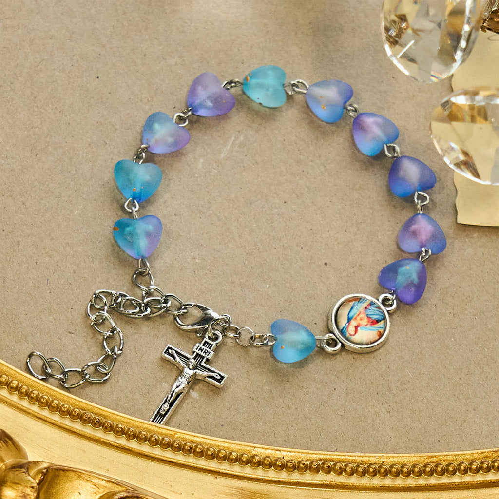 Blue Heart & Butterfly Rosary, Bracelet