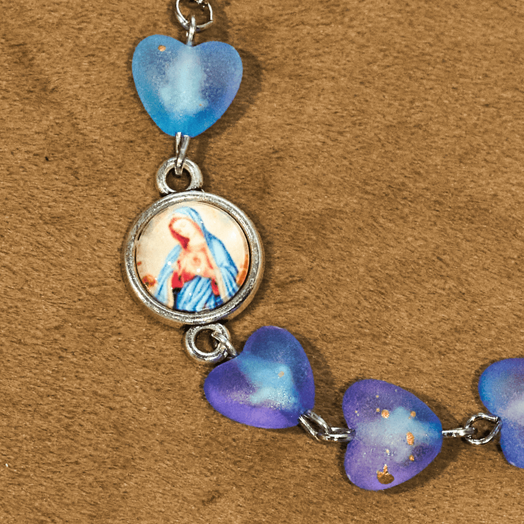 Blue Heart & Butterfly Rosary, Bracelet