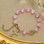 Pink Heart & Butterfly Rosary, Bracelet