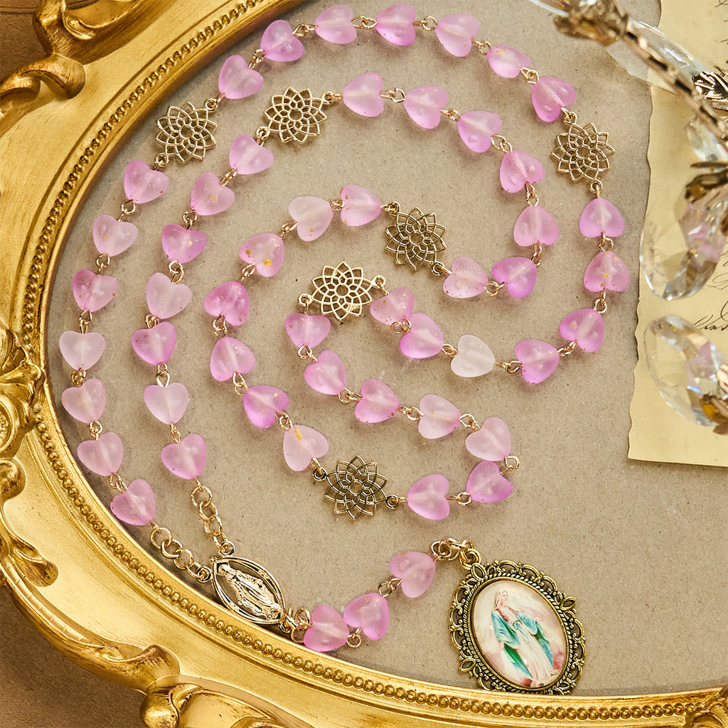 Pink Heart & Butterfly Rosary, Bracelet