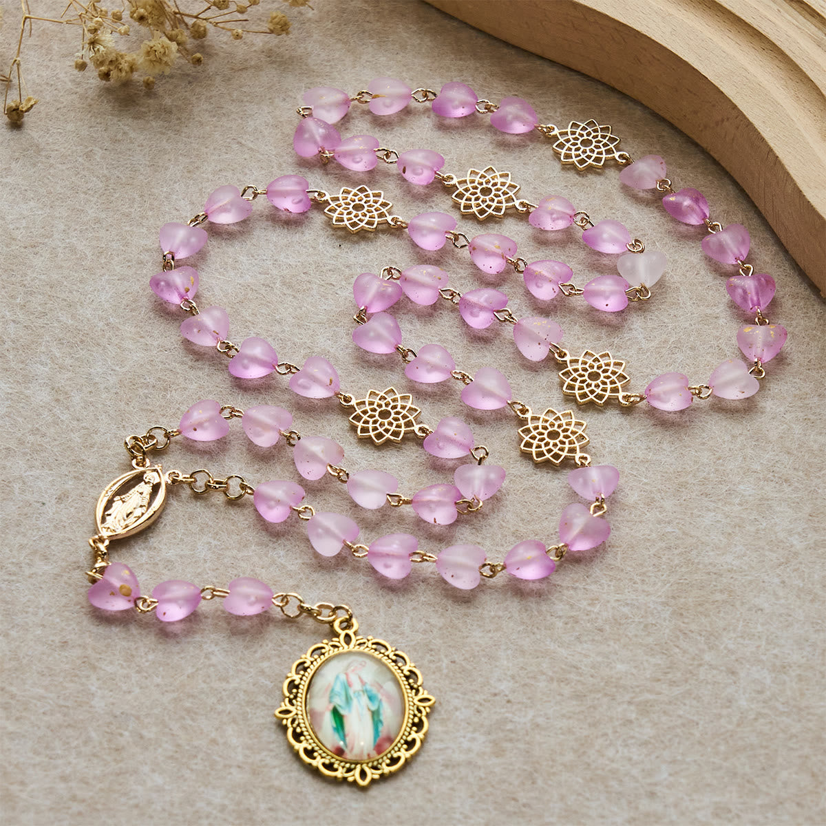 Pink Heart & Butterfly Rosary, Bracelet
