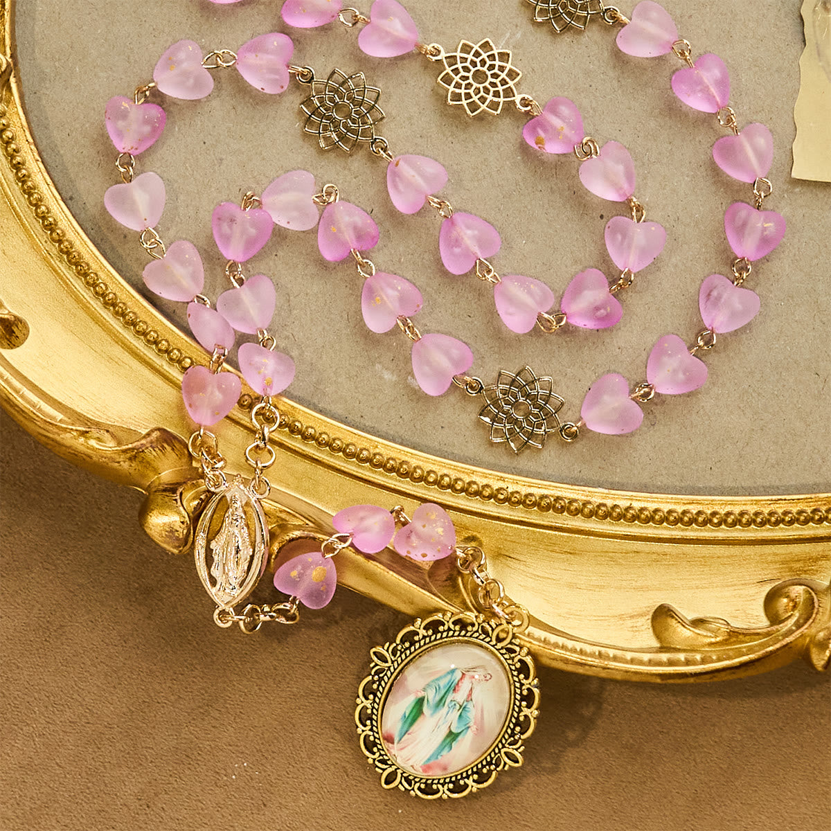Pink Heart & Butterfly Rosary, Bracelet