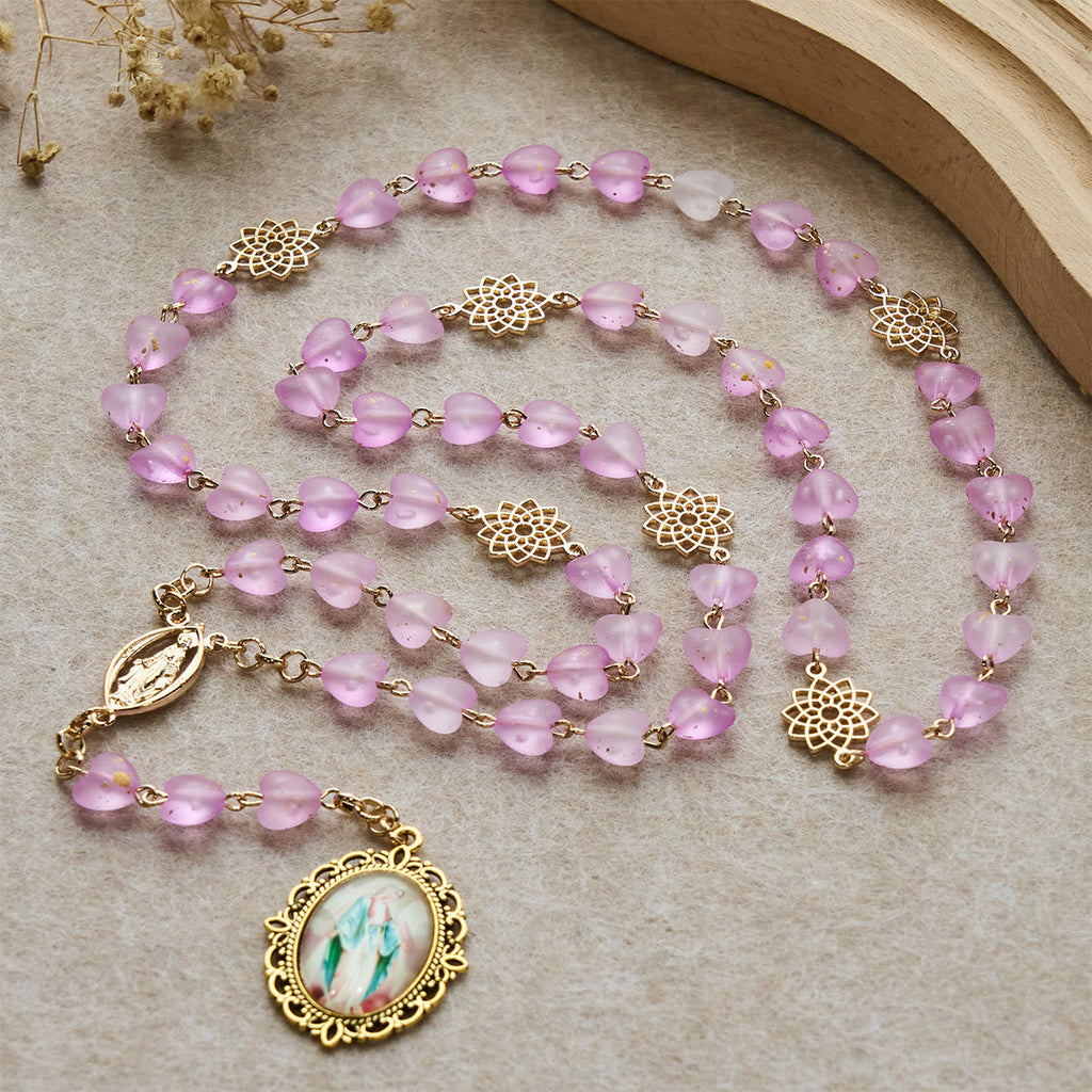 Pink Heart & Butterfly Rosary, Bracelet