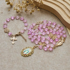 Pink Heart & Butterfly Rosary, Bracelet