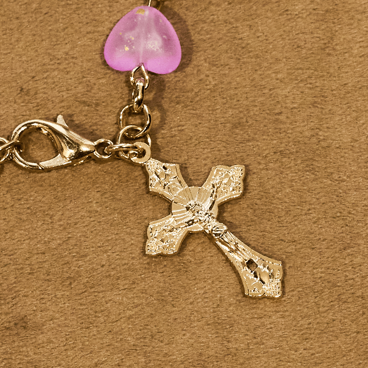 Pink Heart & Butterfly Rosary, Bracelet