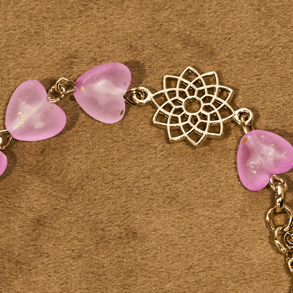 Pink Heart & Butterfly Rosary, Bracelet
