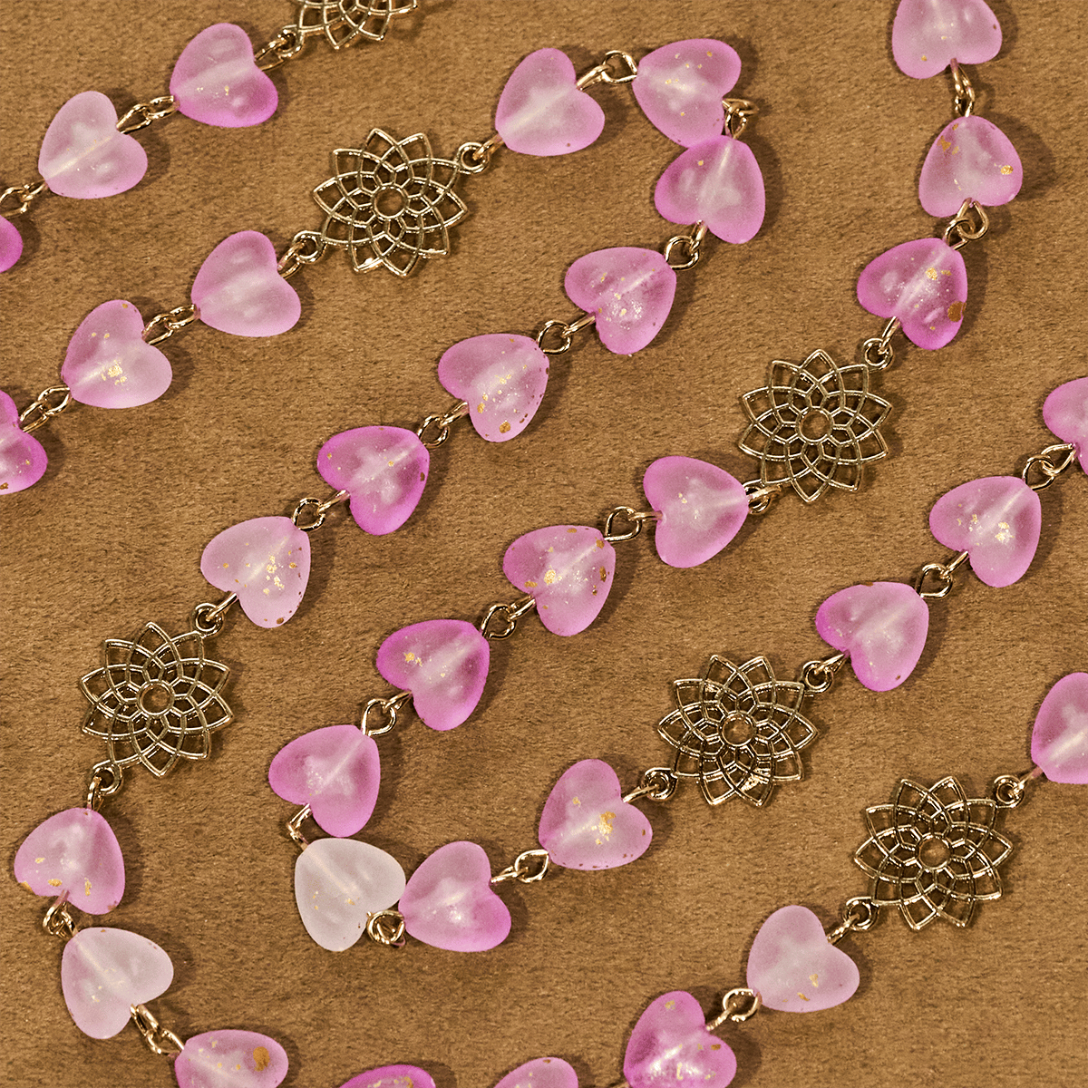 Pink Heart & Butterfly Rosary, Bracelet