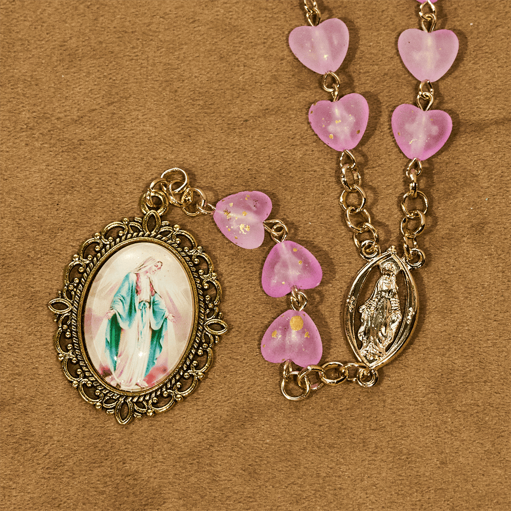 Pink Heart & Butterfly Rosary, Bracelet