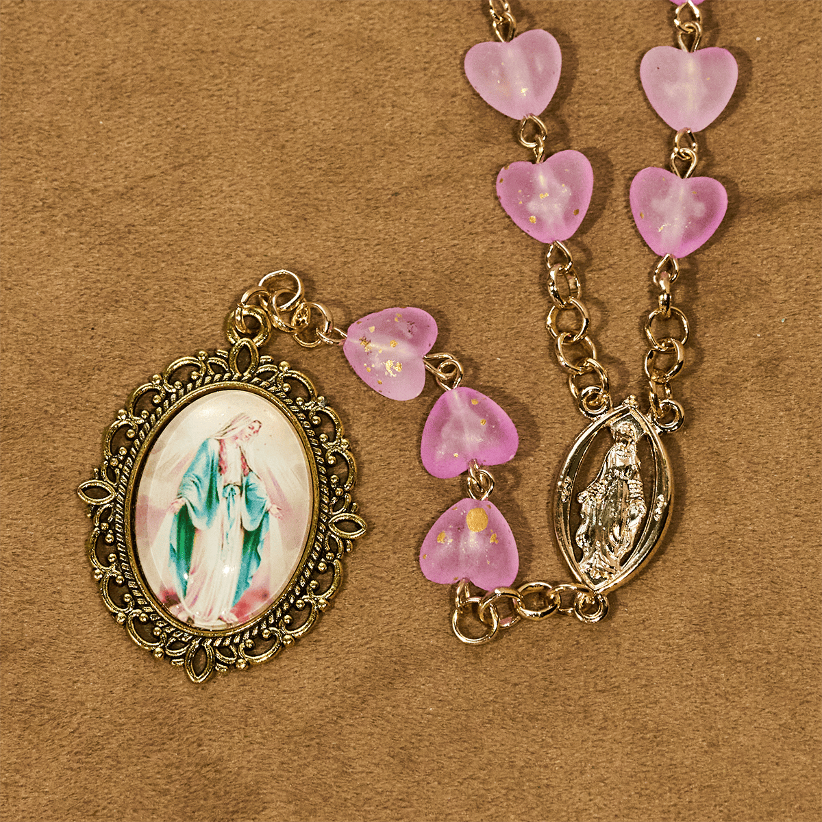 Pink Heart & Butterfly Rosary, Bracelet