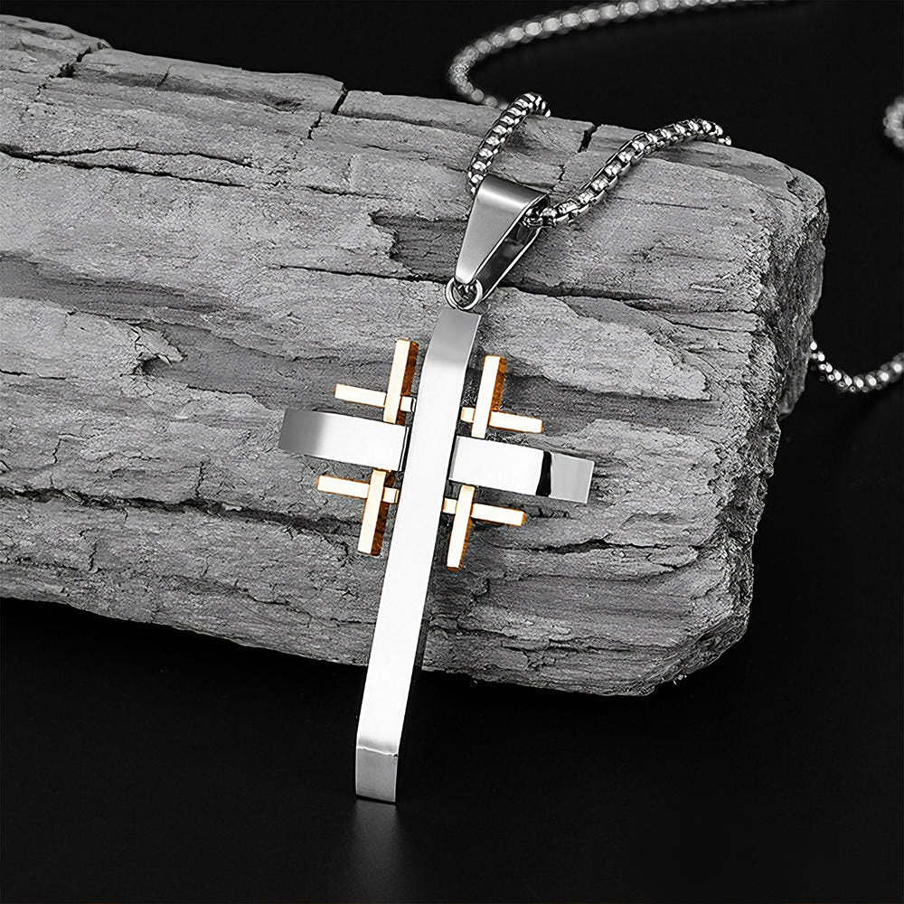 Geometric Cross Pendant Necklace