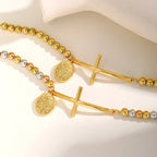 Cross & Our Lady Beaded Bracelet