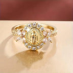 Elegant Virgin Mary Emblem Ring