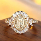 Elegant Virgin Mary Emblem Ring