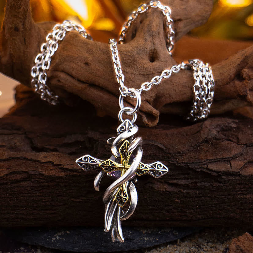 Ornate Scrollwork Cross Necklace