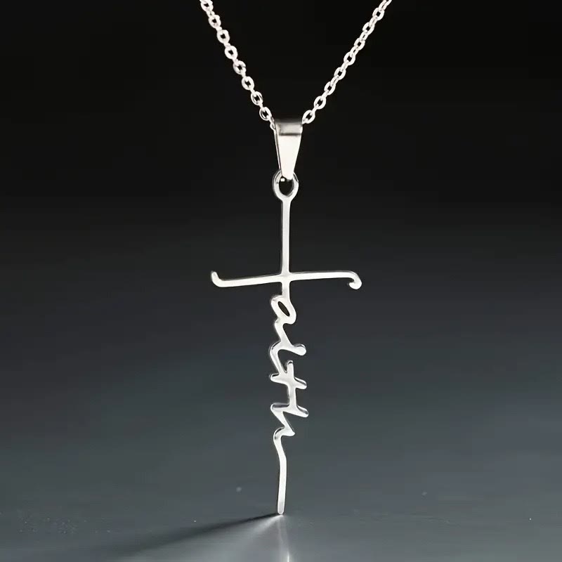 Elegant Scripted Faith Cross