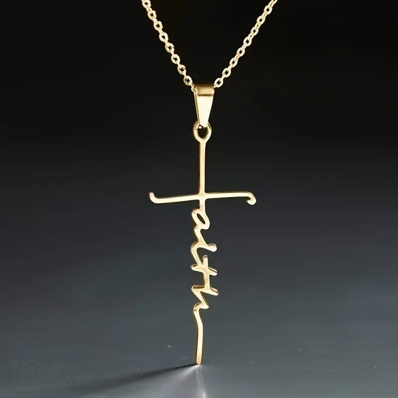 Elegant Scripted Faith Cross