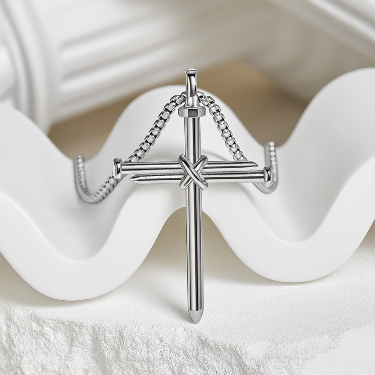 3-Color Nail Cross Pendant Necklace