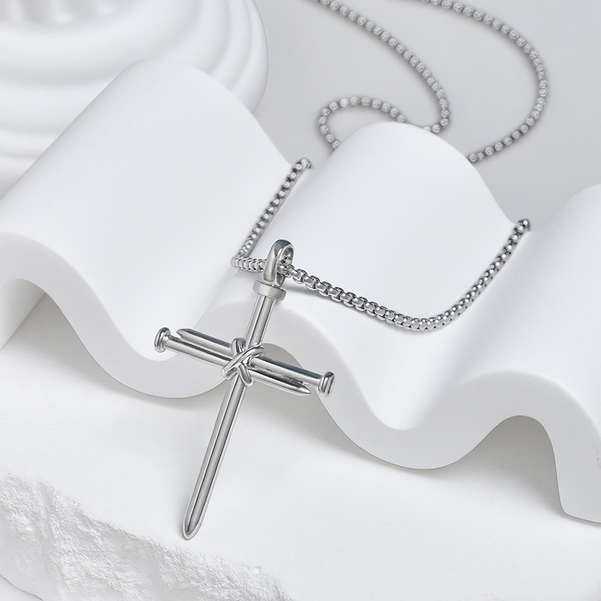 3-Color Nail Cross Pendant Necklace