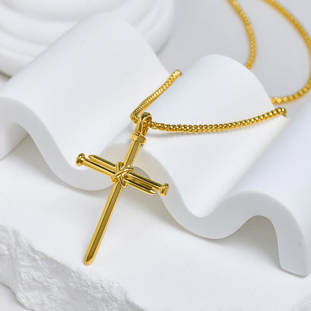 3-Color Nail Cross Pendant Necklace
