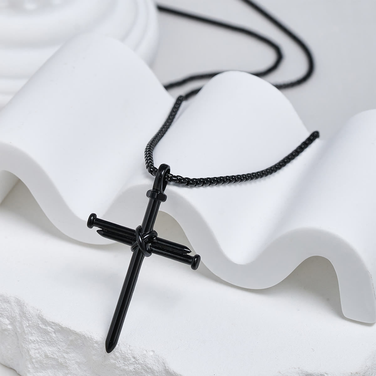 3-Color Nail Cross Pendant Necklace