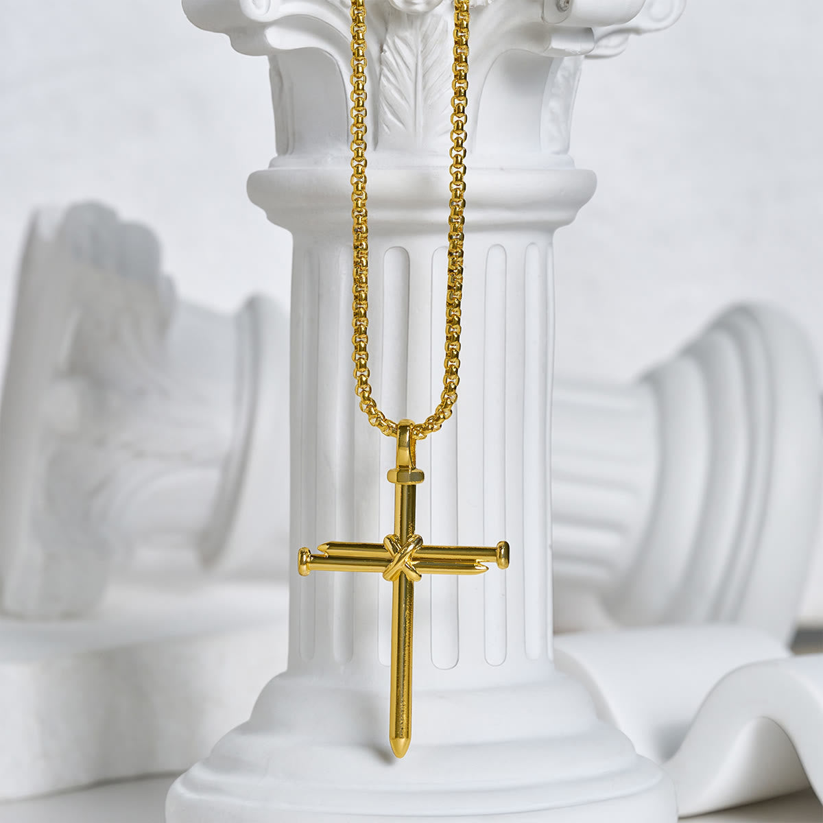 3-Color Nail Cross Pendant Necklace