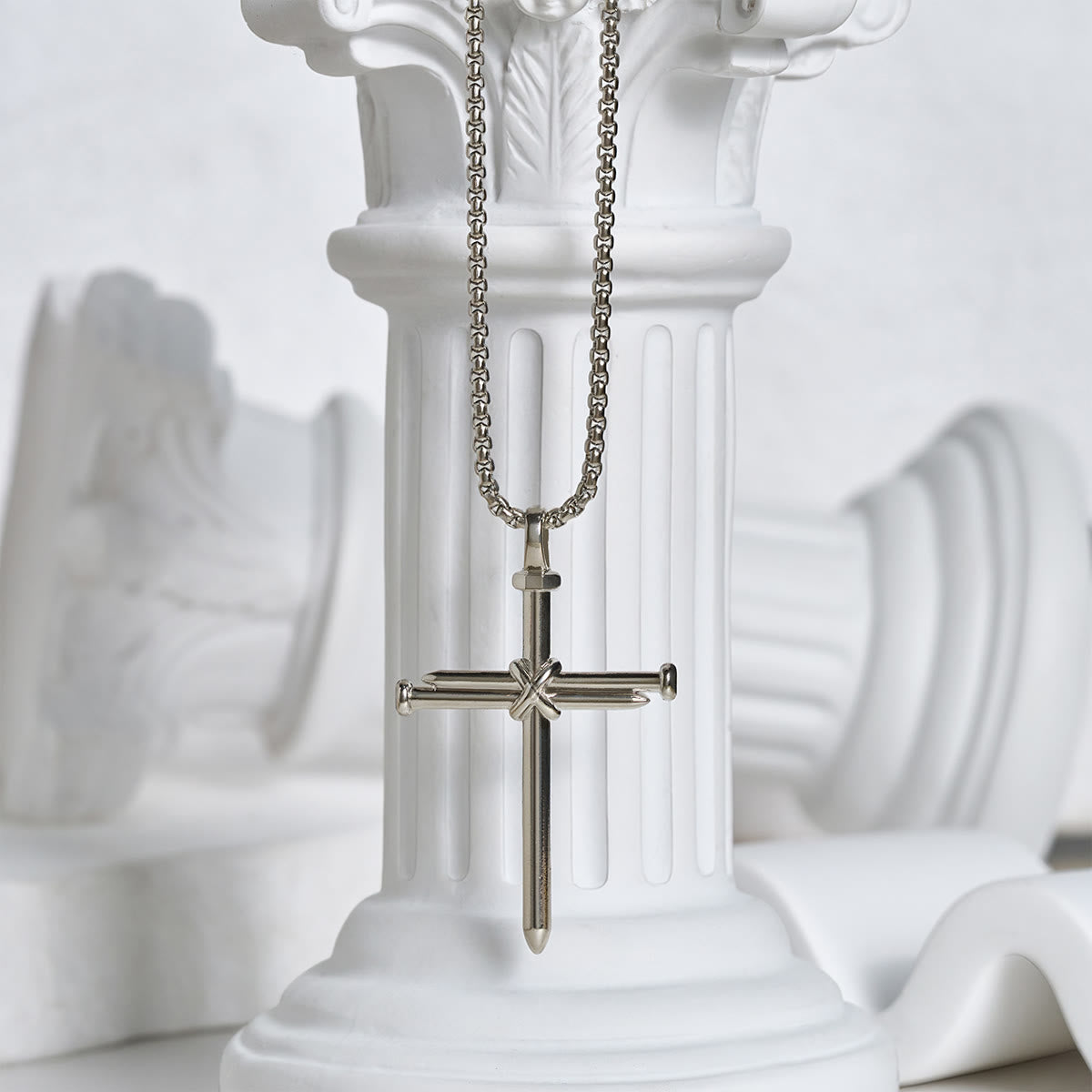 3-Color Nail Cross Pendant Necklace