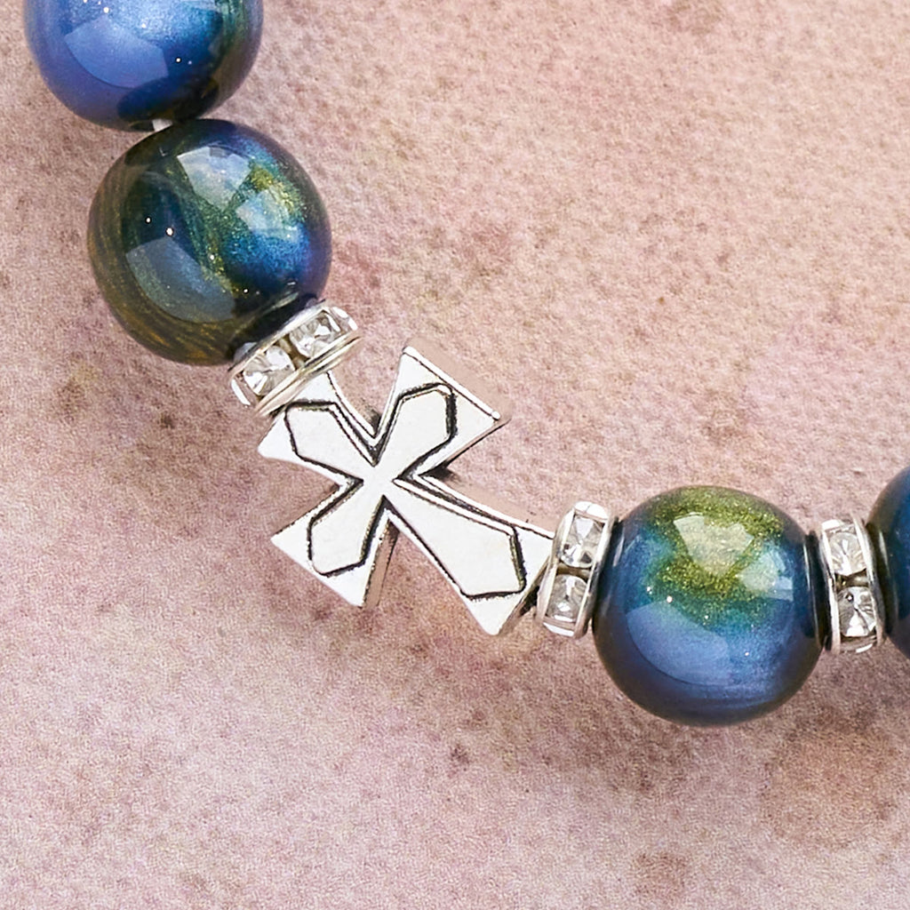 Shimmering Cross Resin Beads Bracelet