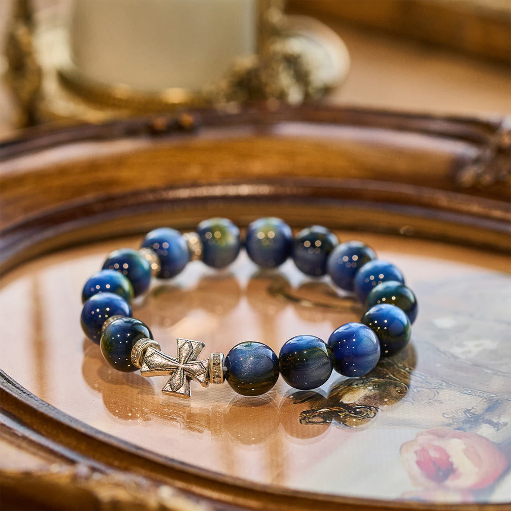 Shimmering Cross Resin Beads Bracelet