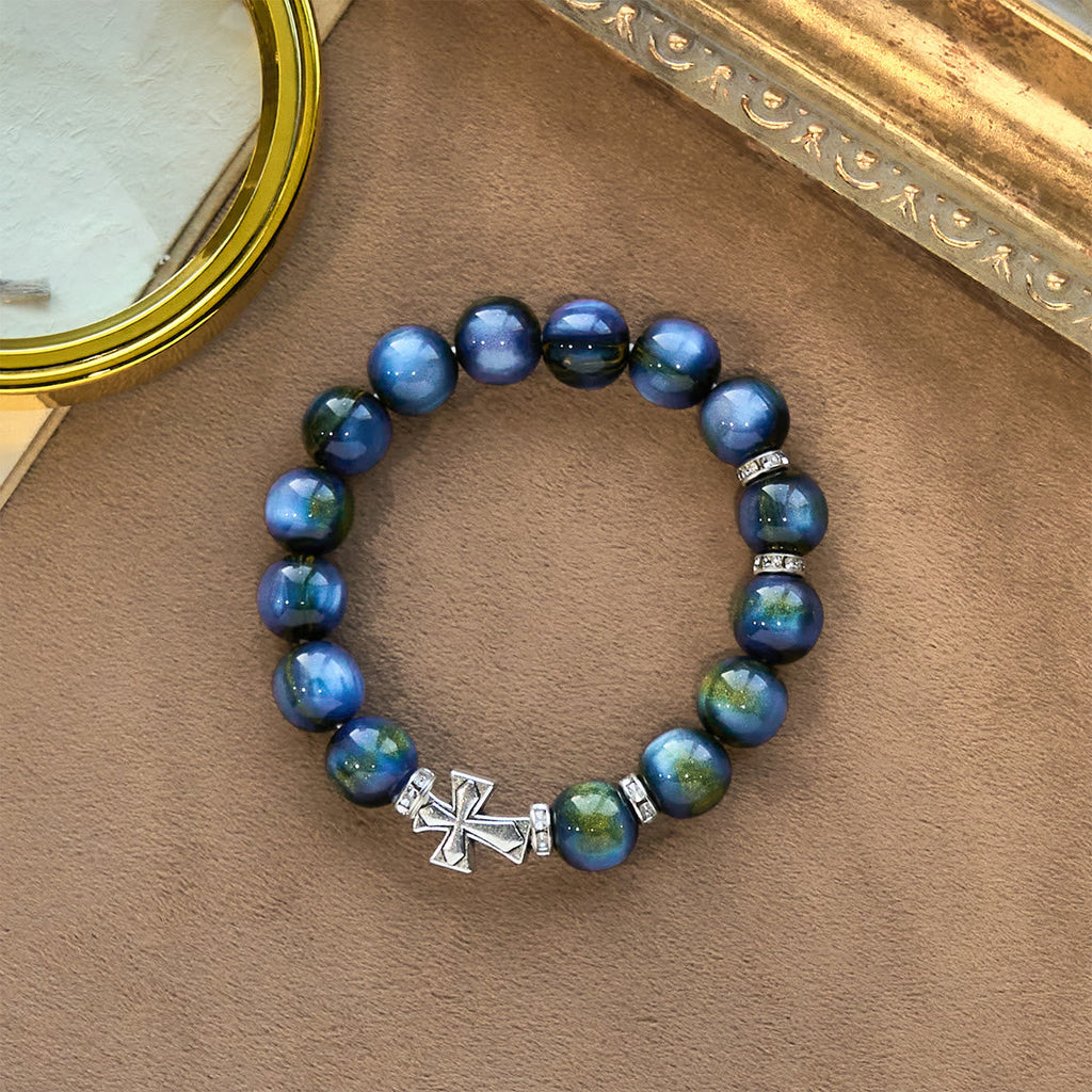 Shimmering Cross Resin Beads Bracelet