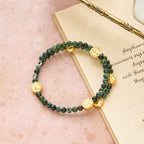 Water Grass Agate Memory Wire Rosary Bracelet