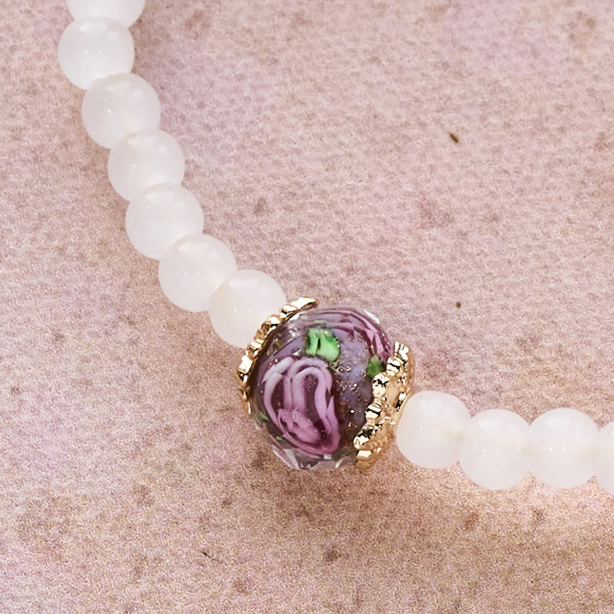 Floral Accent Memory Wire Rosary Bracelet