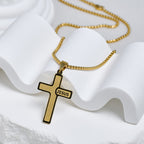 Minimalist Cross Necklace with "JESUS" Detail