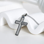 Minimalist Cross Necklace with "JESUS" Detail