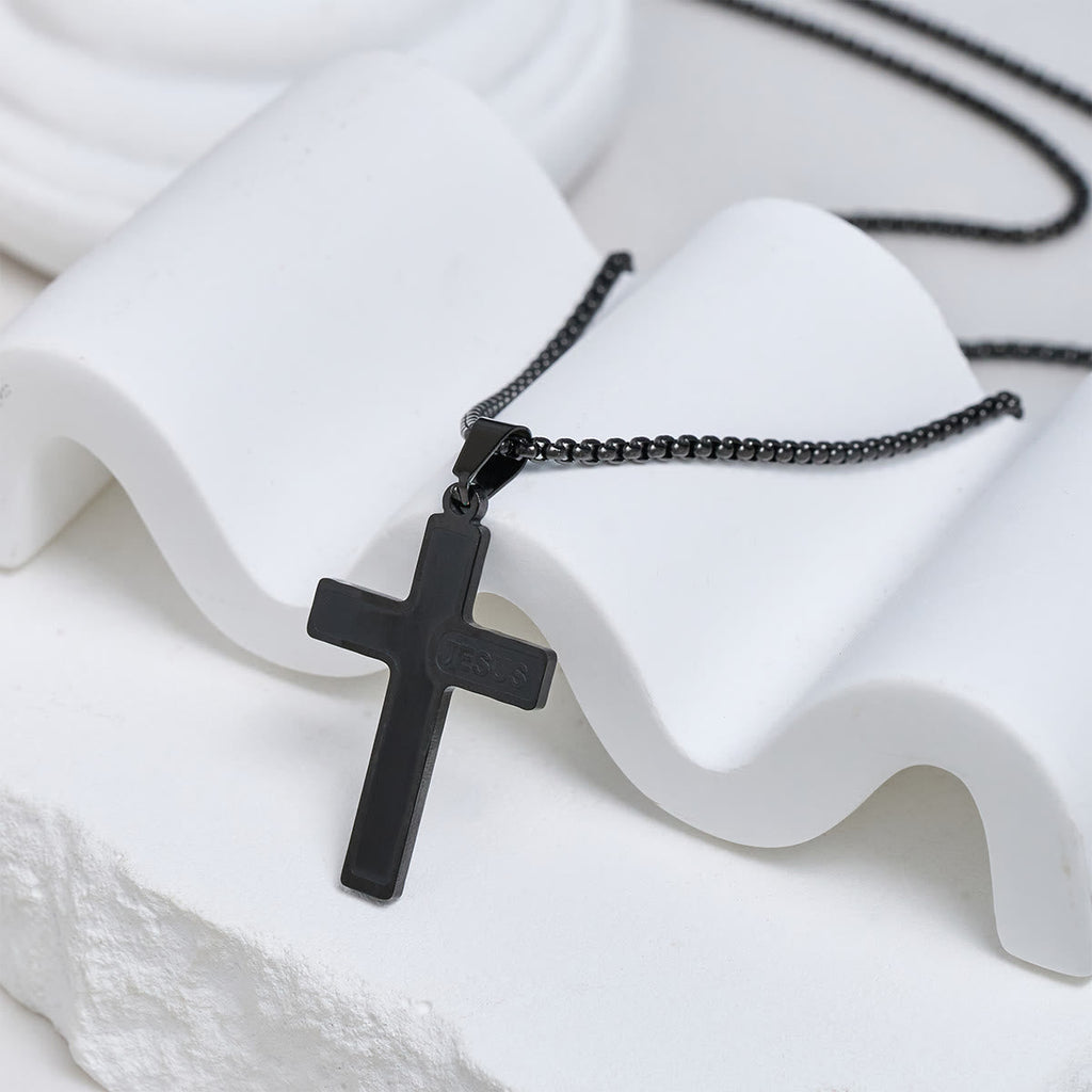 Minimalist Cross Necklace with "JESUS" Detail