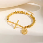 Cross & Our Lady Beaded Bracelet