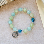 UV-Changing Glitter Bead Bracelet with Ornate Cross