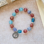 UV-Changing Glitter Bead Bracelet with Ornate Cross