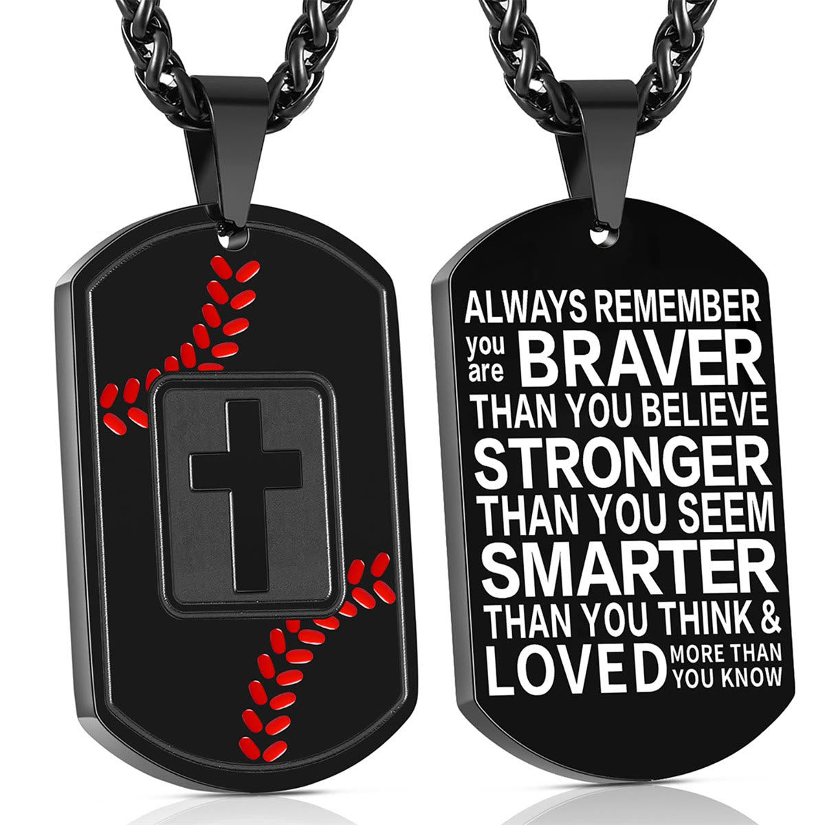 Polished Baseball Dog Tag with Scripture