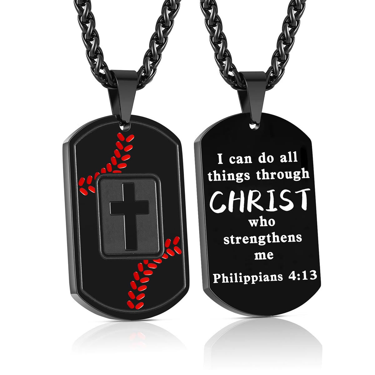 Polished Baseball Dog Tag with Scripture