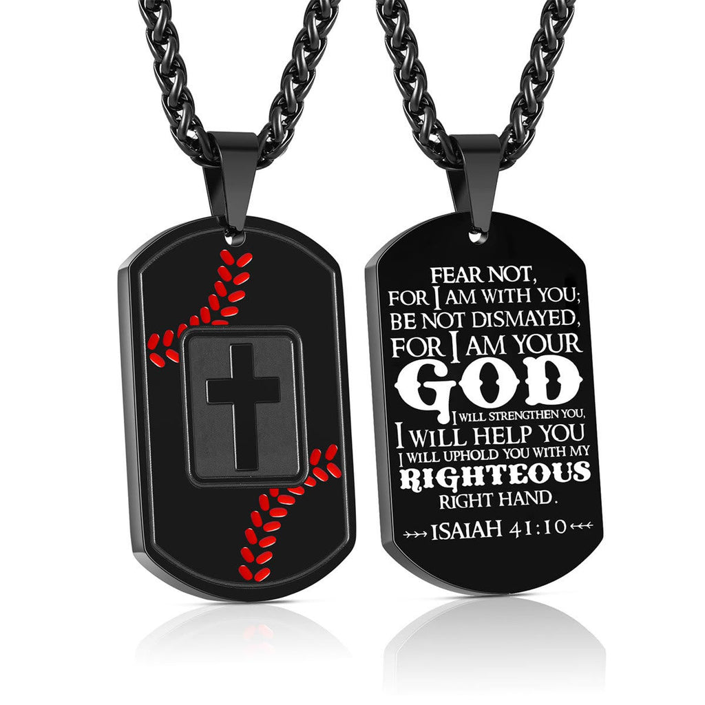 Polished Baseball Dog Tag with Scripture