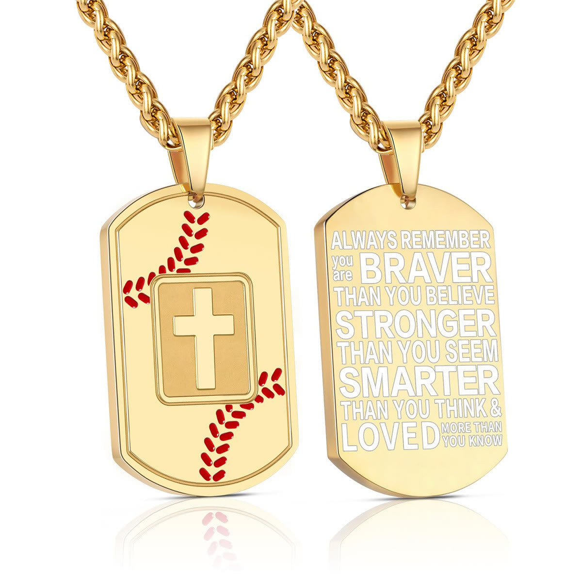 Polished Baseball Dog Tag with Scripture