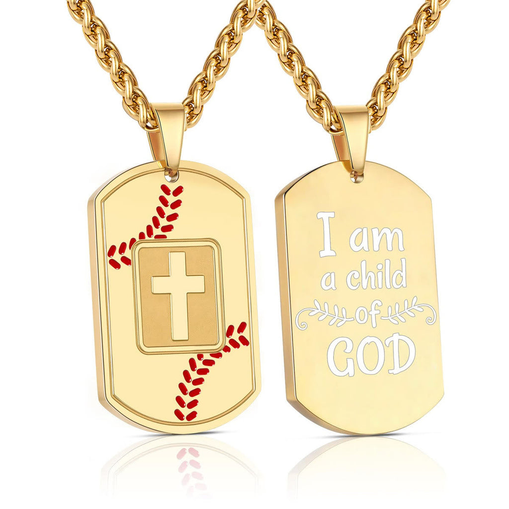 Polished Baseball Dog Tag with Scripture