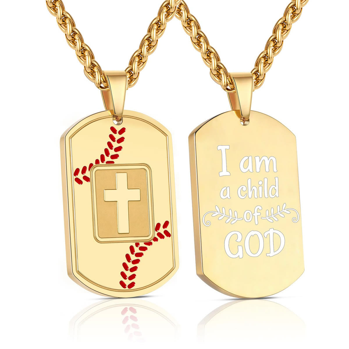 Polished Baseball Dog Tag with Scripture