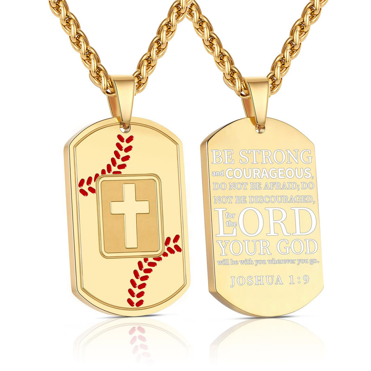 Polished Baseball Dog Tag with Scripture
