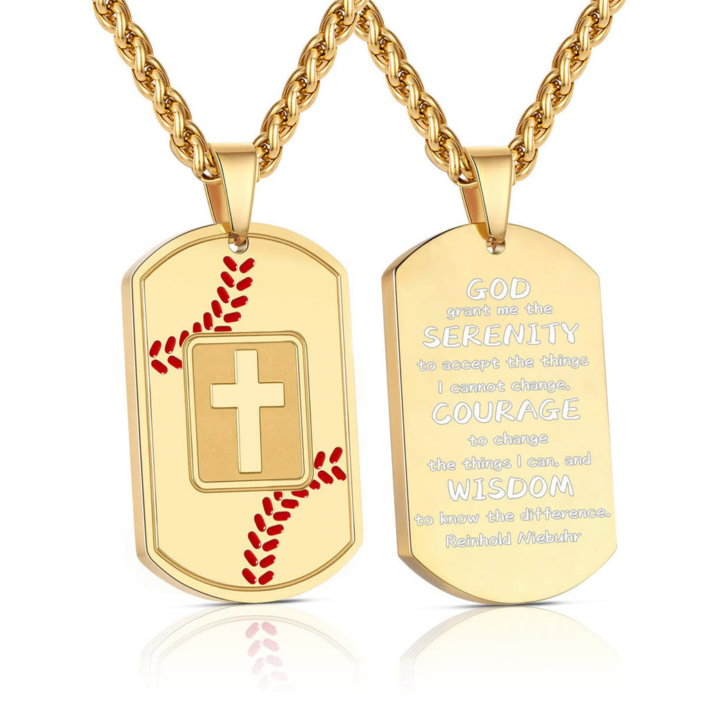 Polished Baseball Dog Tag with Scripture