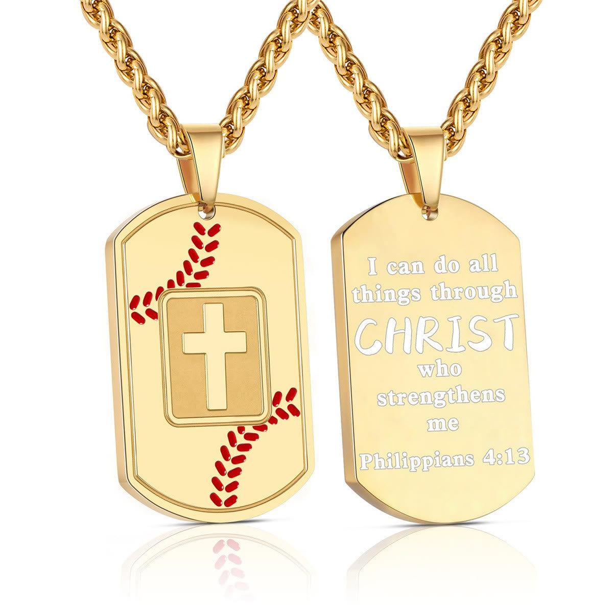 Polished Baseball Dog Tag with Scripture