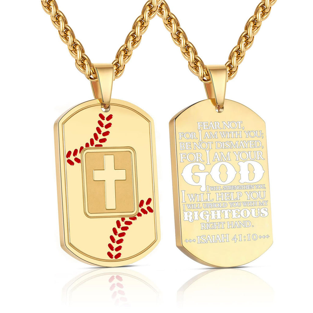 Polished Baseball Dog Tag with Scripture