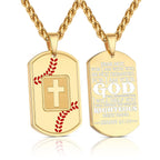 Polished Baseball Dog Tag with Scripture